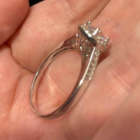 Cubic Zirconia Round Circle Ring with Halo and Butterfly Side Detail on Band - Picture 7 of 13